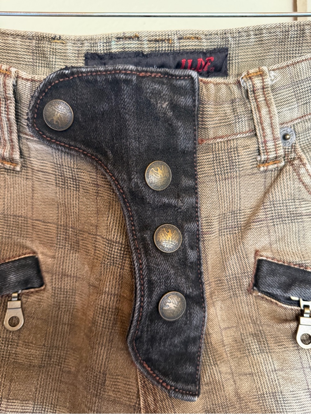 ILDF Plaid Skinny Pants in Taupe with Black Detailing - Picture 6 of 6